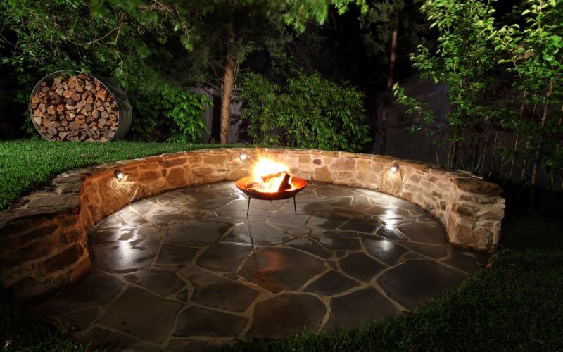 garden lighting paving fire pit